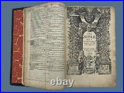 1612 Folio Illustrated Red-Ruled GENEVA BIBLE Genealogies, Map, Prayer Book