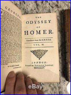 1725 Rare Books The Odyssey By Homer, Alexander Pope, First Edition