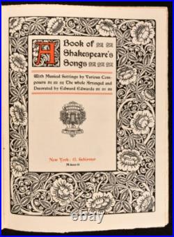 1903 A Book of Shakespeare's Songs Edward Edwards Illus Limited Edition Scarce