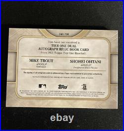 2021 topps tier one dual auto relic book card 05/10 mike trout shohei ohtani