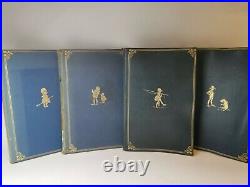 4 x A. A Milne Books Winnie The Pooh FIRST EDITIONS! Deluxe Leather Bindings Set