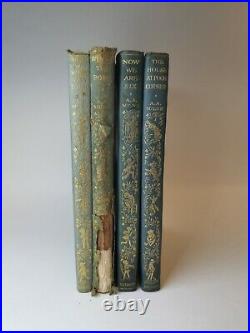 4 x A. A Milne Books Winnie The Pooh FIRST EDITIONS! Deluxe Leather Bindings Set