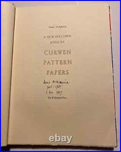 A New Specimen Book of Curwen Pattern Papers Whittington Press 1987