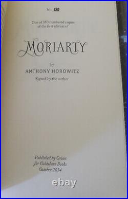 ANTHONY HOROWITZ Moriarty SIGNED NUMBERED FIRST EDITION of 350 Hardback Book NM