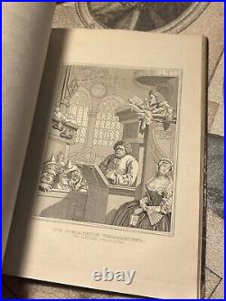 Antiquarian book William Hogarth drawings steel engravings 1857 caricature RARE