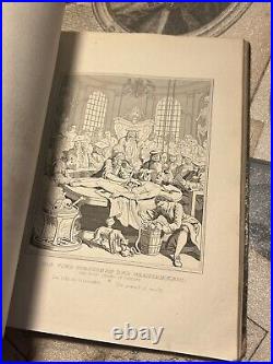 Antiquarian book William Hogarth drawings steel engravings 1857 caricature RARE