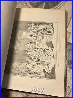 Antiquarian book William Hogarth drawings steel engravings 1857 caricature RARE