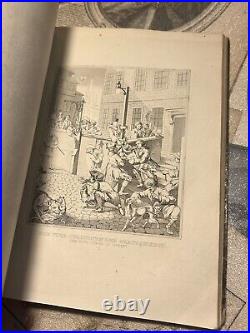 Antiquarian book William Hogarth drawings steel engravings 1857 caricature RARE