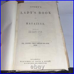 Antique HC Godey's Lady's Book 1869 Large Book Fashion Sewing Patterns, Music