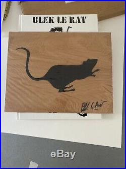 Blek Le Rat Signed Book & Original Spray Rat On Wood Ltd To 100 Obey Brainwash