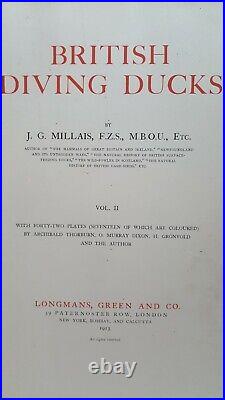 British Diving Ducks J. G. Millais natural history wildlife art bird book 2 vols