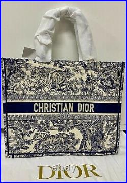 Christian Dior DIOR BOOK TOTE Blue Toile de Jouy Embroidery -NWT MSRP $3,250