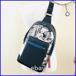 Coach Marvel Comic Book Print West Sling Pack Black Leather Backpack NWT $350