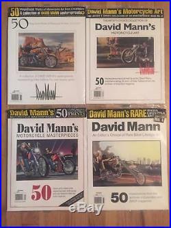 DAVID MANN (4) RARE SEALED BOOKS, 50 Magnificent Works of Motorcycle Art MAGAZINE