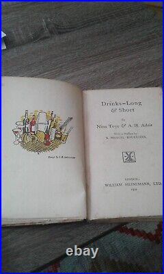 Drinks long and short Nina Toye and A. H Adair. Vintage book. 1930