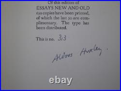Essays New And Old By Aldous Huxley 1926 Signed Limited Edition