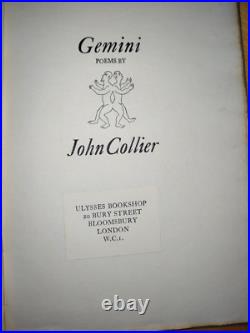 Gemini Poems by John Collier 1931 HC First Limited Edition Signed Numbered RARE