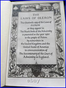 Laws Of Oleron Admiralty Court 1960 Hb Limited Edition Black Book of Admiralty