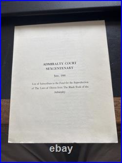Laws Of Oleron Admiralty Court 1960 Hb Limited Edition Black Book of Admiralty