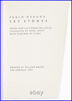 Limited edition K-shaped book Pablo Neruda Sky Stones, with Vijali etchings