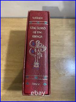 Lord of the Rings Red Foil Leather Bound Complete Trilogy Book HMCO Tolkien 1976