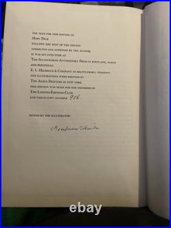Moby Dick 1943 Signed by Illustrator Limited Editions Club- Herman Melville