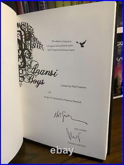 Neil Gaiman Anansi Boys Hill House Signed Limited Edition Fantasy Hardback Book