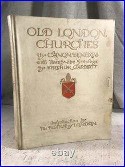 Old London Churches by Canon Benham Antique Leather Book Architecture England