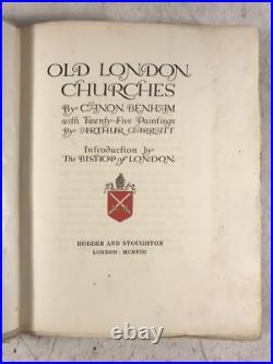 Old London Churches by Canon Benham Antique Leather Book Architecture England