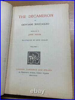 Rare 1893 G Boccaccio The Decameron Limited Edition Vols 1 & 2 Books (ev5)