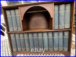 Rare Charles Dickens Centennial Library 1910 18 Volume in oak bookcase with Bust