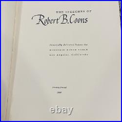 Rare! The Speeches Of Robert B Coons HC Book Antique 1956 Limited Edition Case