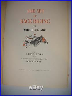 Rare book portfolio litho The Art Of Race Riding Robert Riger Eddie Arcaro sign