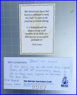 SCUBA, BSAC THE DIVE Reg Valentine, Limited edition numbered 2066 of 2,500 VGC