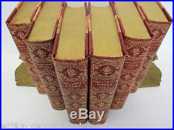 SMOLLETT'S WORKS Beautiful Leather Bound ANTIQUE OLD BOOKS Decorator Set RED VTG