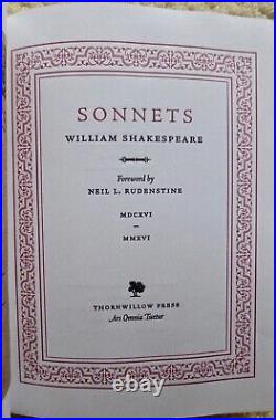 Shakespeare's Sonnets, Thornwillow Press (2016). Ltd. Edition 100 copies. Rare