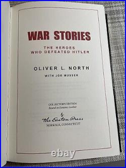 Signed Easton Press War Stories 2 Volume Matched Set Oliver North Free Ship