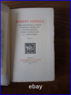 The Poetical Works of Robert Herrick 2 volumes 1891 limited edition