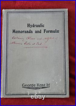 Vintage Book Hydraulic Memoranda And Formulae By George Kent Ltd Limited Edition