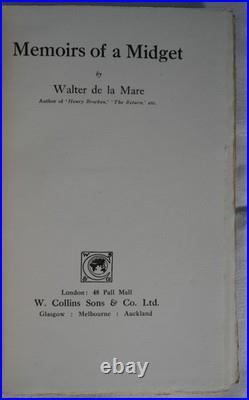 Walter de la Mare Memoirs of a Midget. Signed limited edition 1921 hardback book
